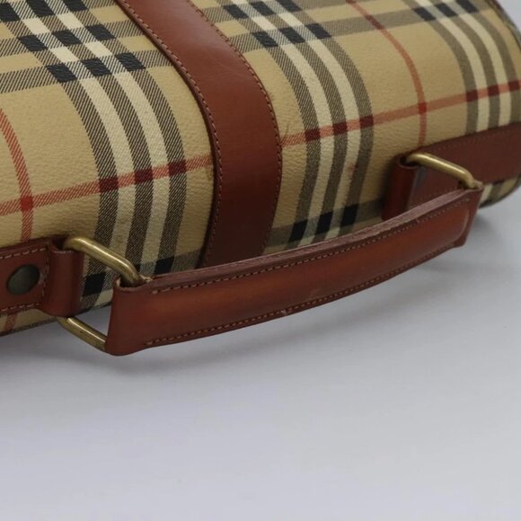 Burberrys Nova Check Boston Bag PVC 2way Beige Auth MX139 - Picture 8 of 15